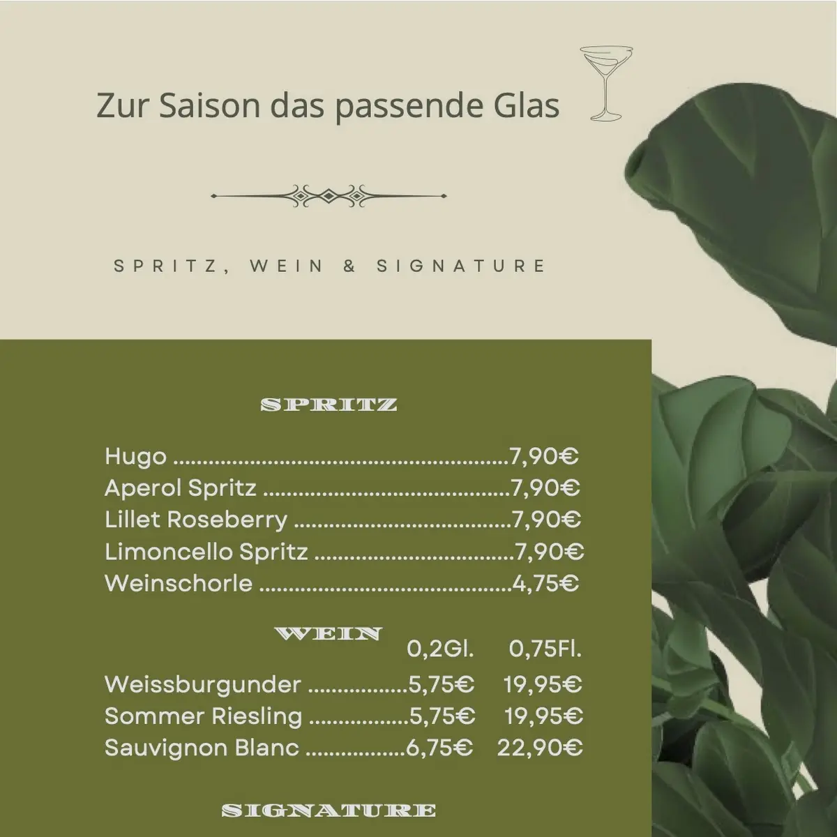 Speisekarte, Cafe Leonardo Mülheim