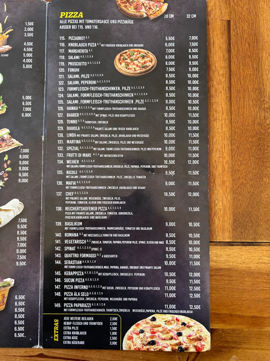 Speisekarte, Restaurant Miro Reichertshofen
