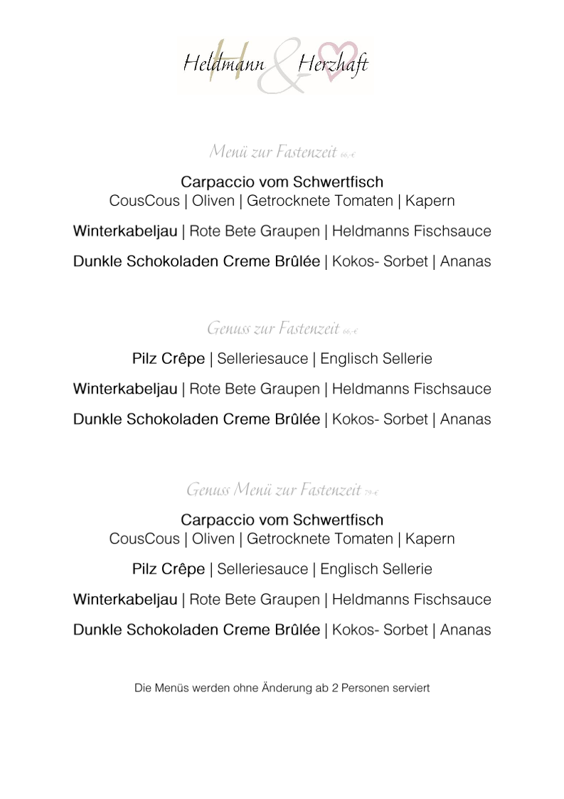 Speisekarte, Heldmann & Herzhaft