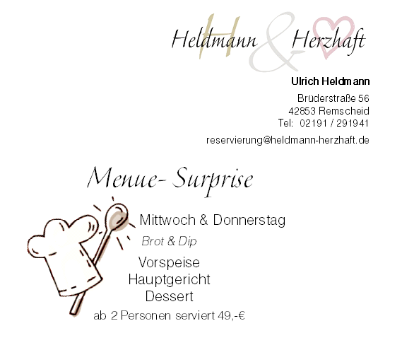 Speisekarte, Heldmann & Herzhaft