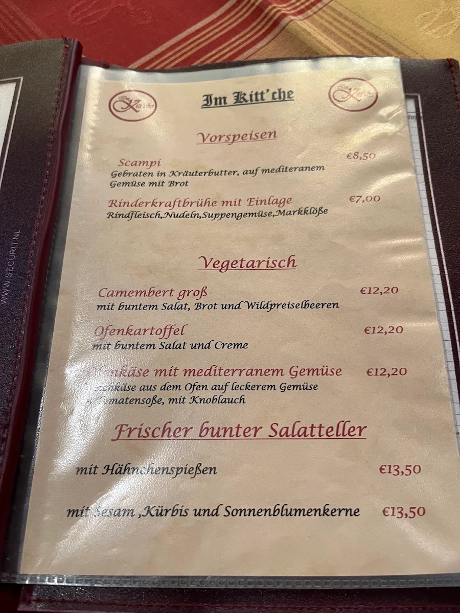 Speisekarte, Im Kitt'che
