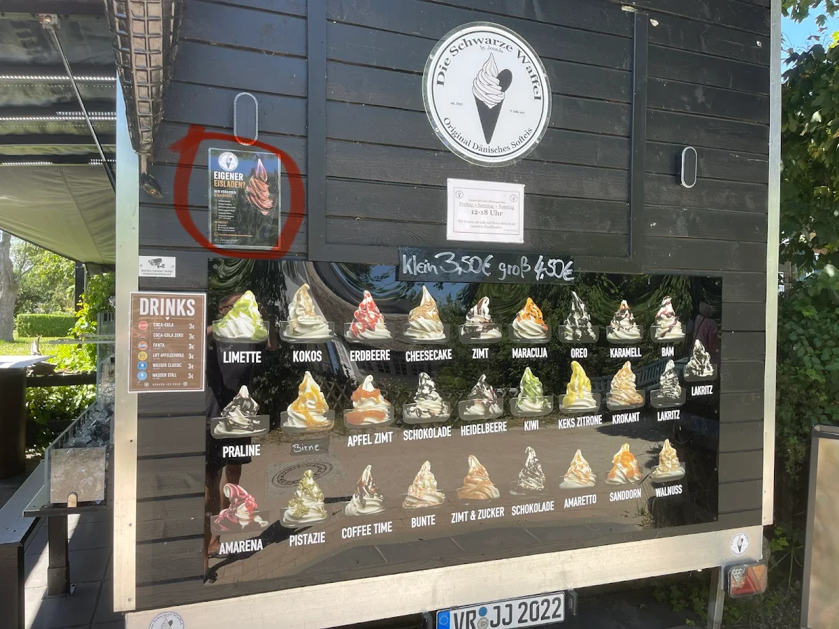 Speisekarte, Original Dänisches Softeis - "Die Schwarze Waffel"