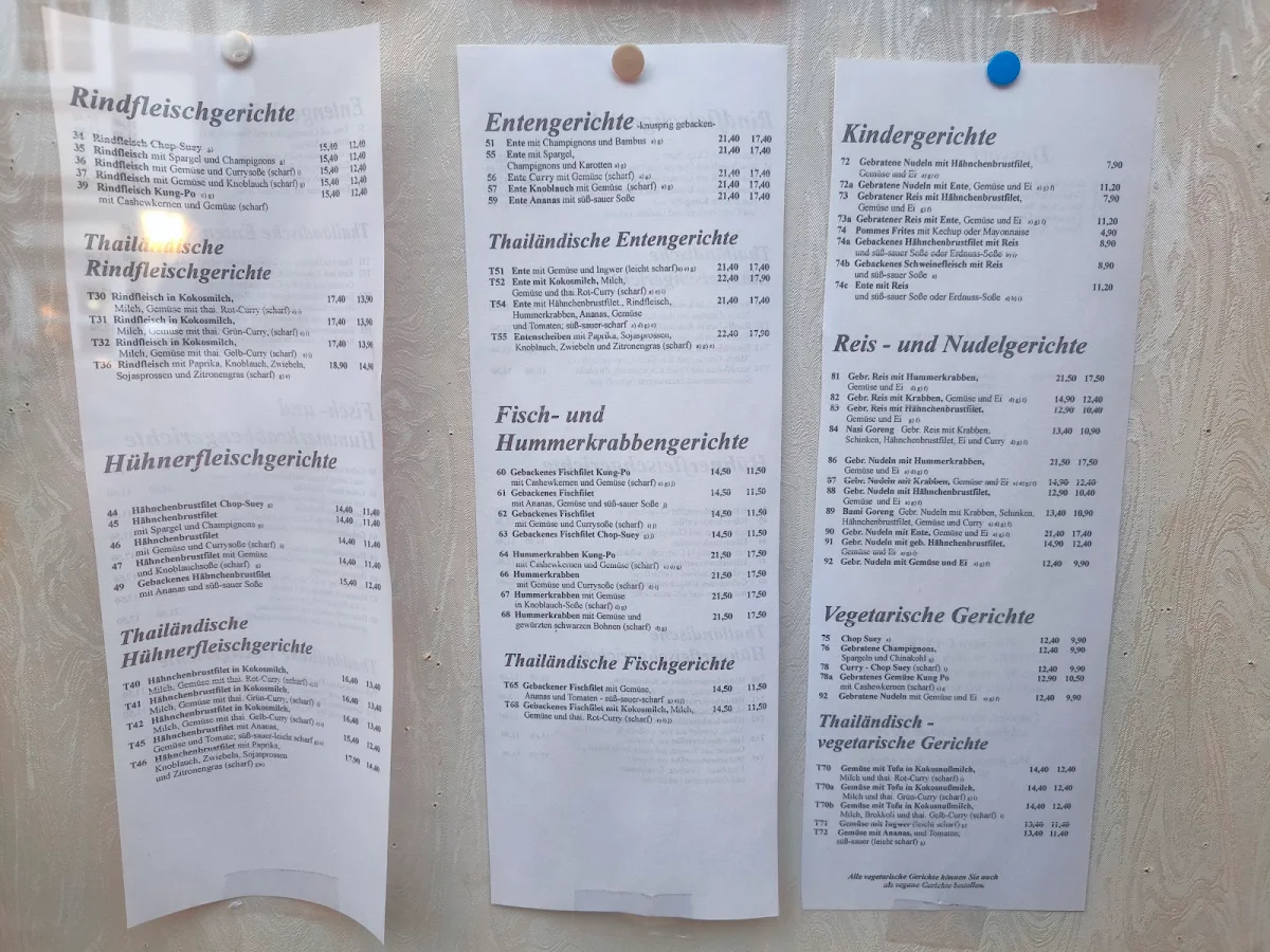 Speisekarte, China - Thai Restaurant Shang Hai