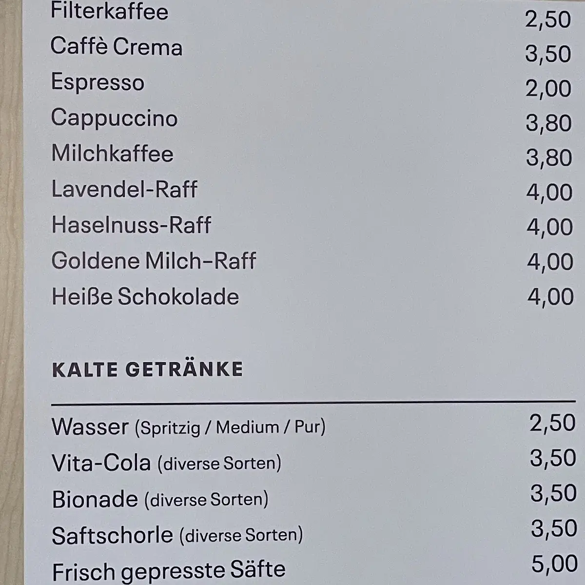 Speisekarte, CaféIN | Evangelisches Johannesstift Spandau