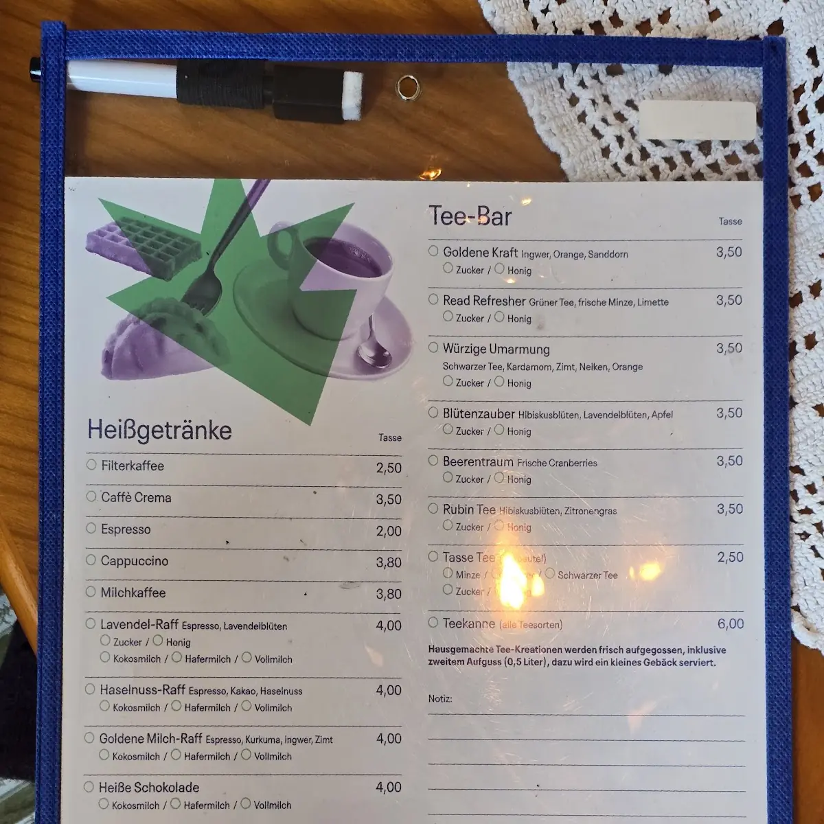 Speisekarte, CaféIN | Evangelisches Johannesstift Spandau