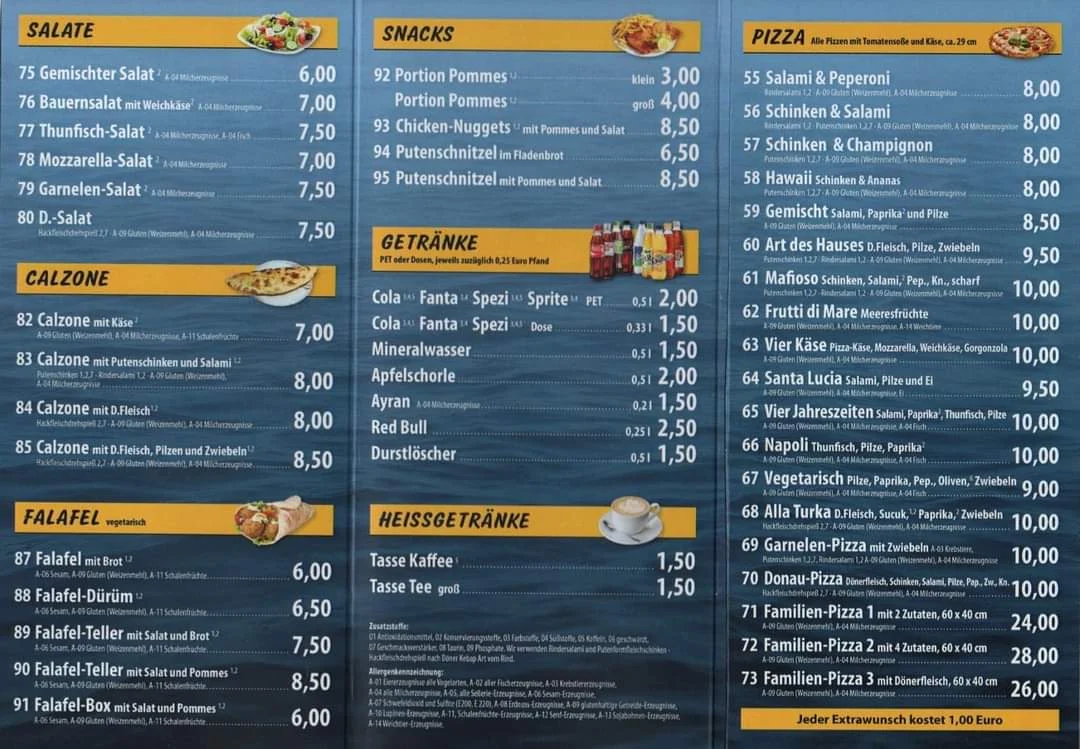 Speisekarte, Donau Kebap Inh. Tariq Hanjra