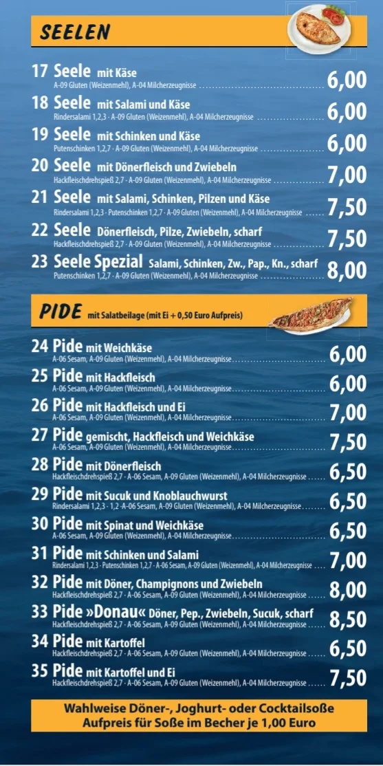 Speisekarte, Donau Kebap Inh. Tariq Hanjra
