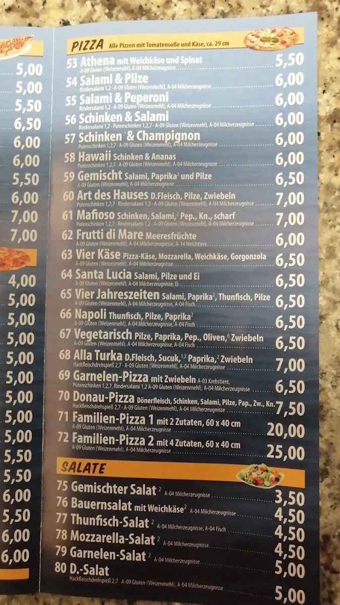 Speisekarte, Donau Kebap Inh. Tariq Hanjra