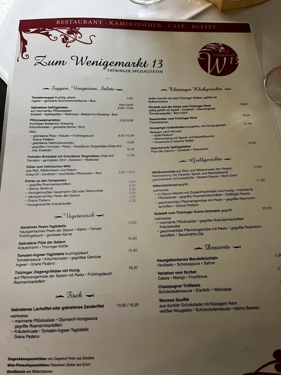 Speisekarte, Zum Wenigemarkt 13