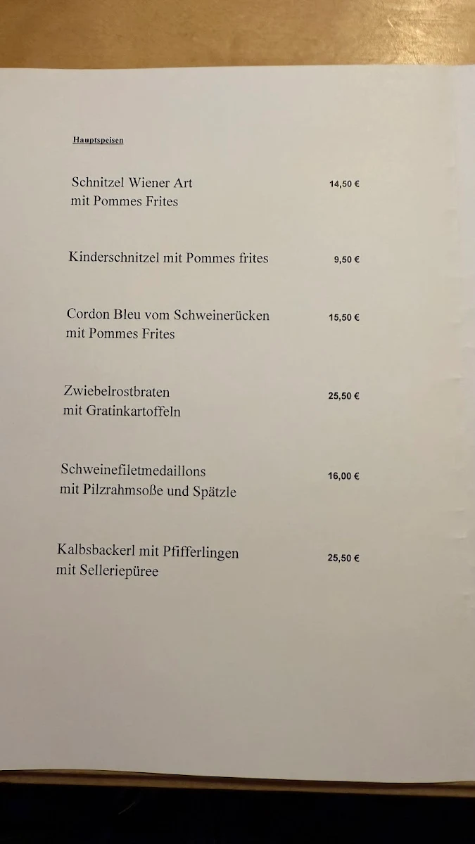 Speisekarte, Gasthof Röhrl "Zum Schwarzen Adler"