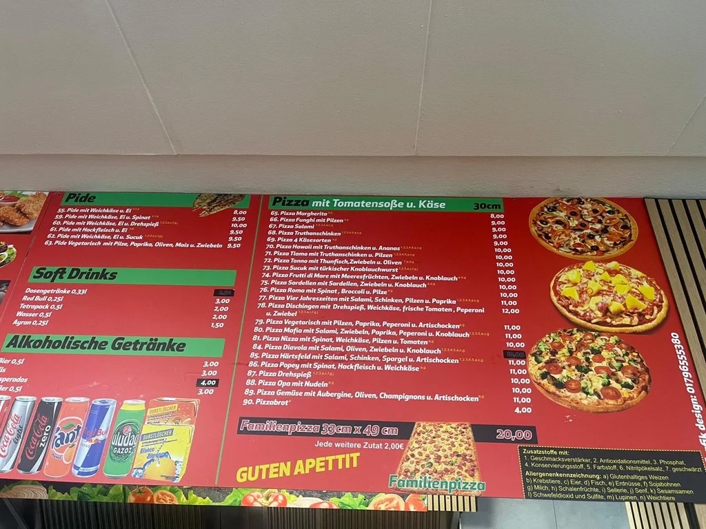 Speisekarte, Dischinger Kebaphaus