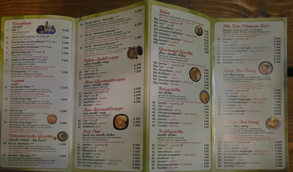 Speisekarte, Pattaya Imbiss Restaurant