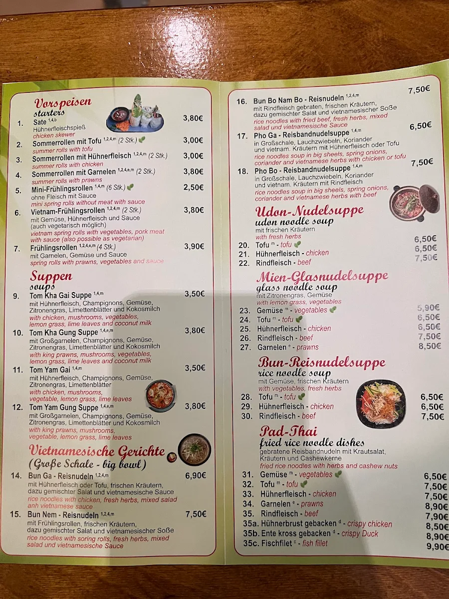 Speisekarte, Pattaya Imbiss Restaurant