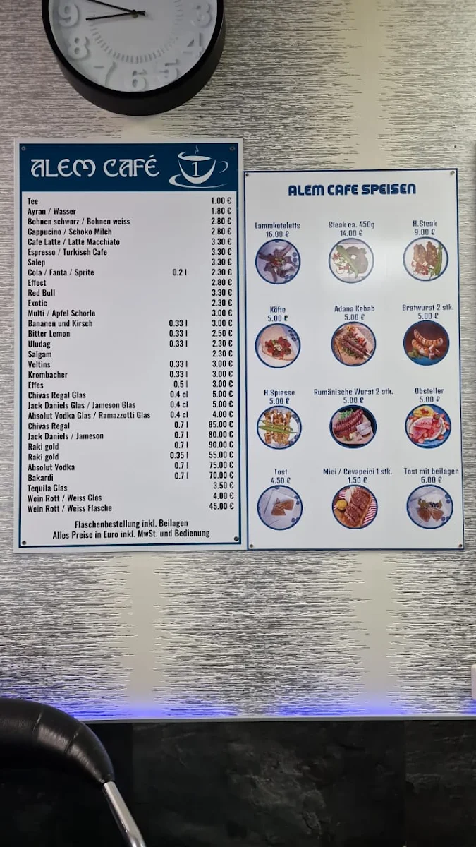 Speisekarte, Alem Café 1/2