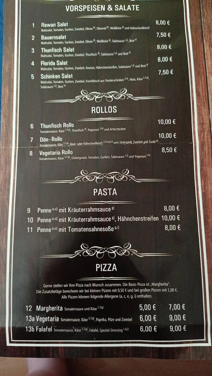 Speisekarte, Dilo’s Ali Baba