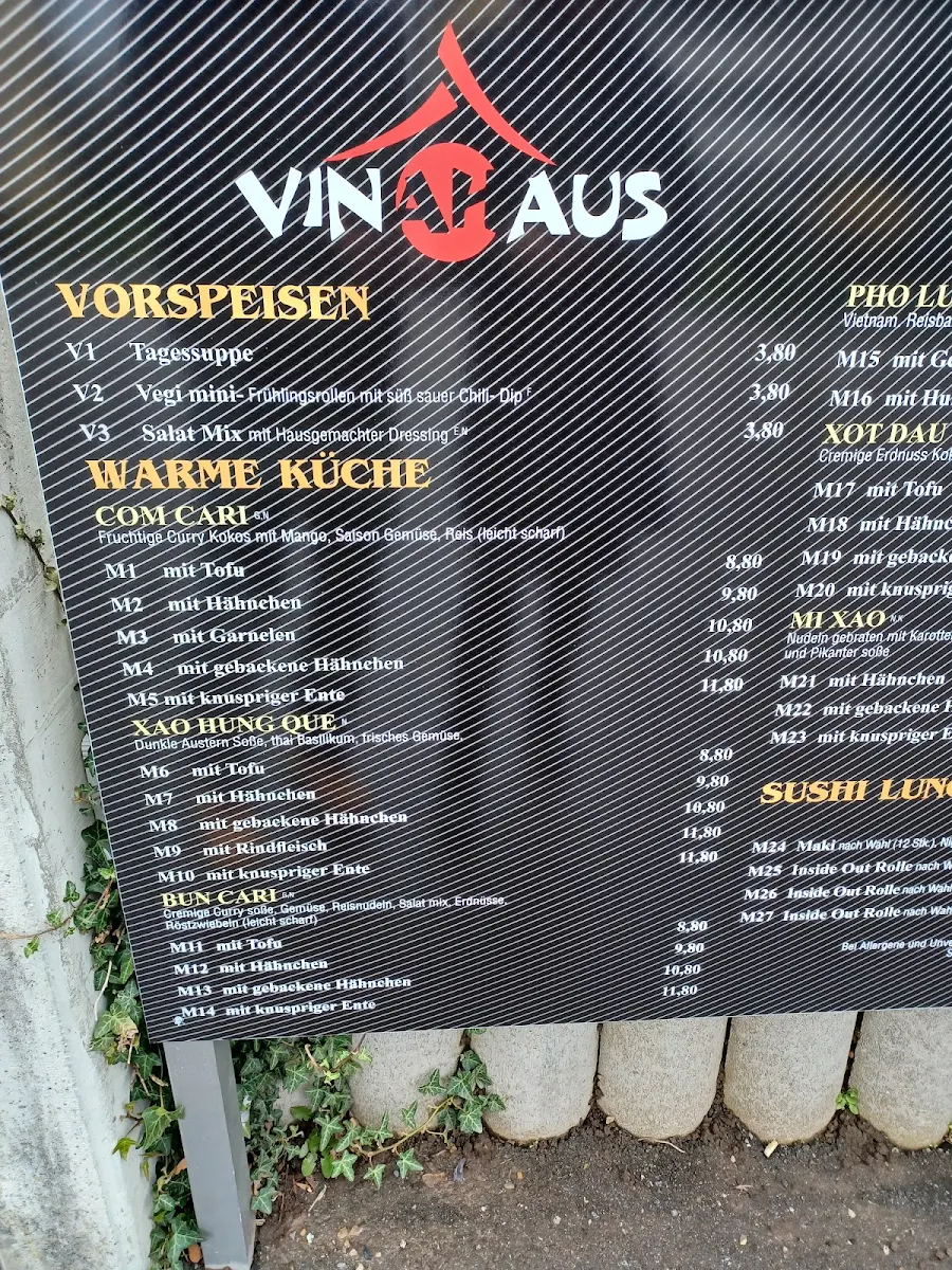 Speisekarte, Vina Haus Vietnamesisches Restaurant & Sushi