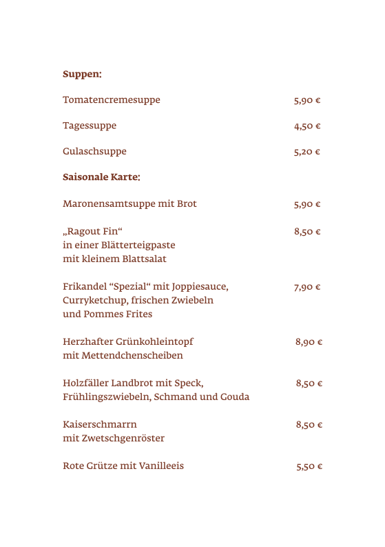 Speisekarte photo 1
