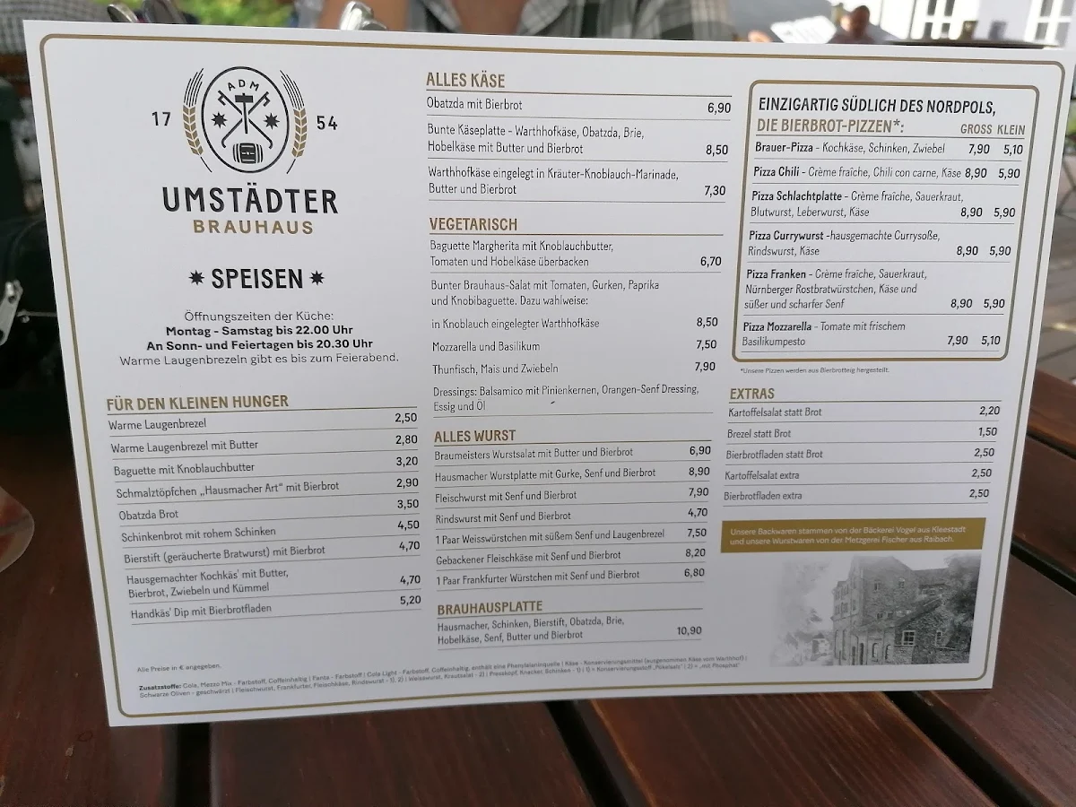 Speisekarte, Umstädter Brauhaus