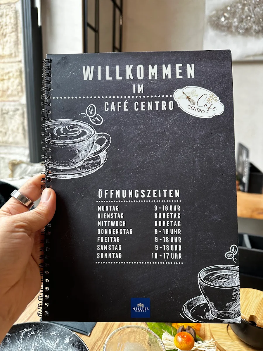 Speisekarte, Cafe Centro