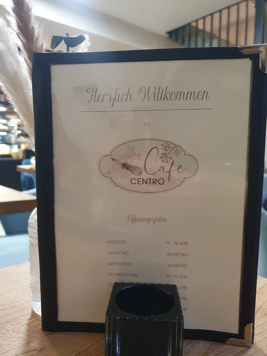 Speisekarte, Cafe Centro