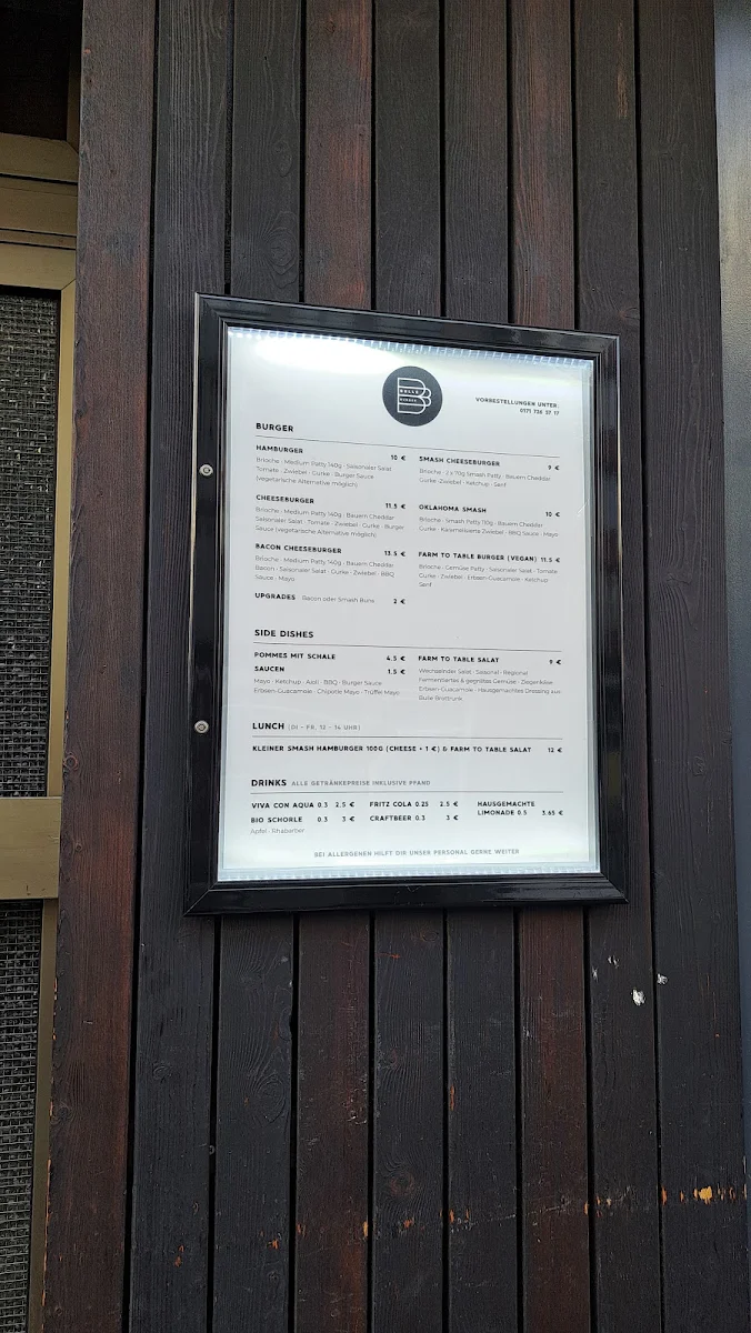 Speisekarte, Bulle Burger Oststraße