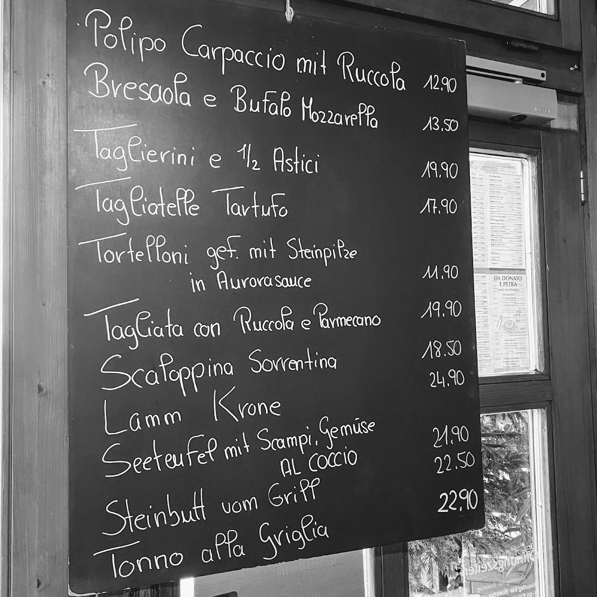 Speisekarte, Pizzeria Da Donato