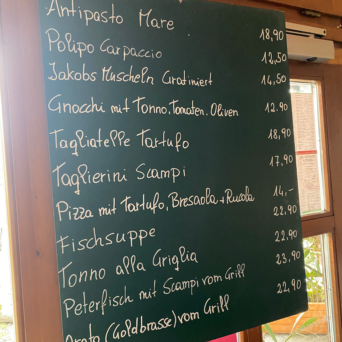Speisekarte, Pizzeria Da Donato