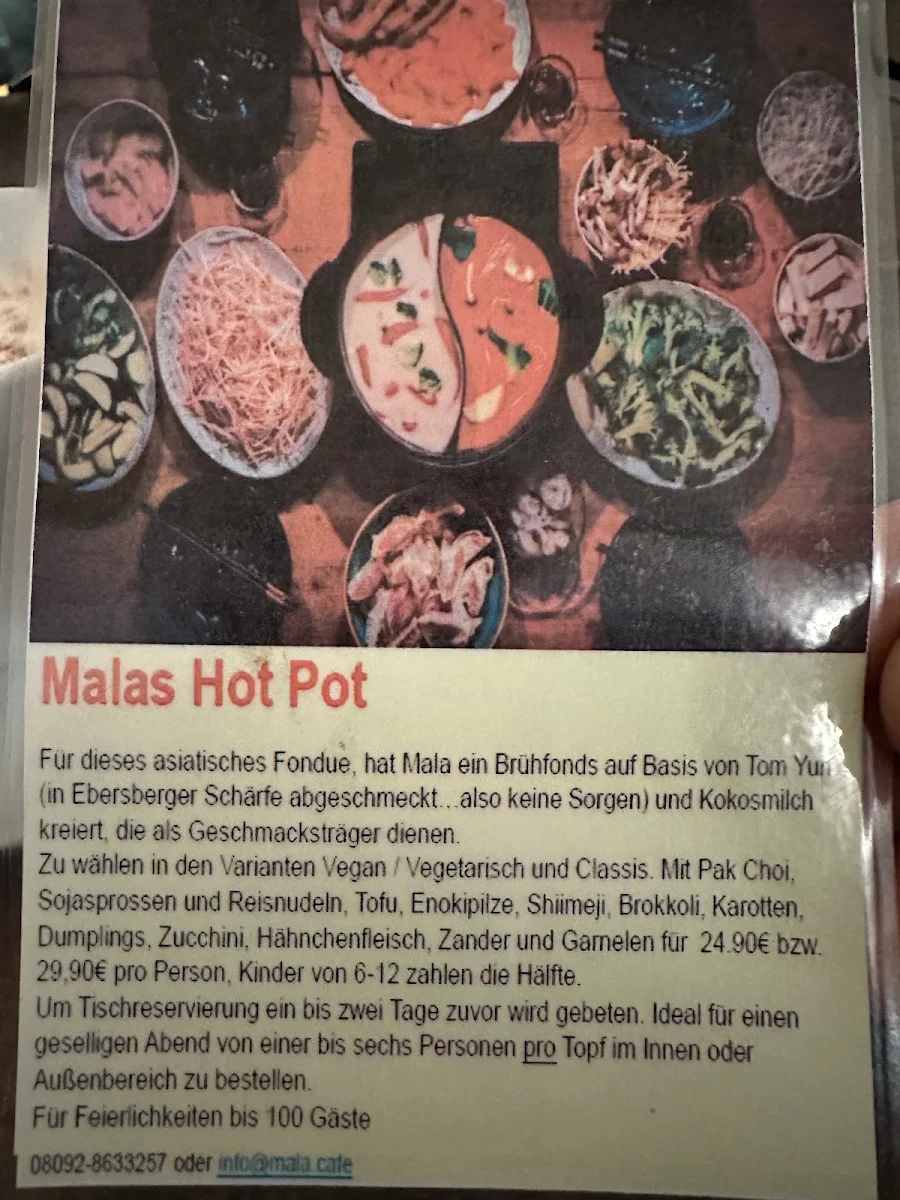 Speisekarte, Mala Cafe Bistro Weinbar