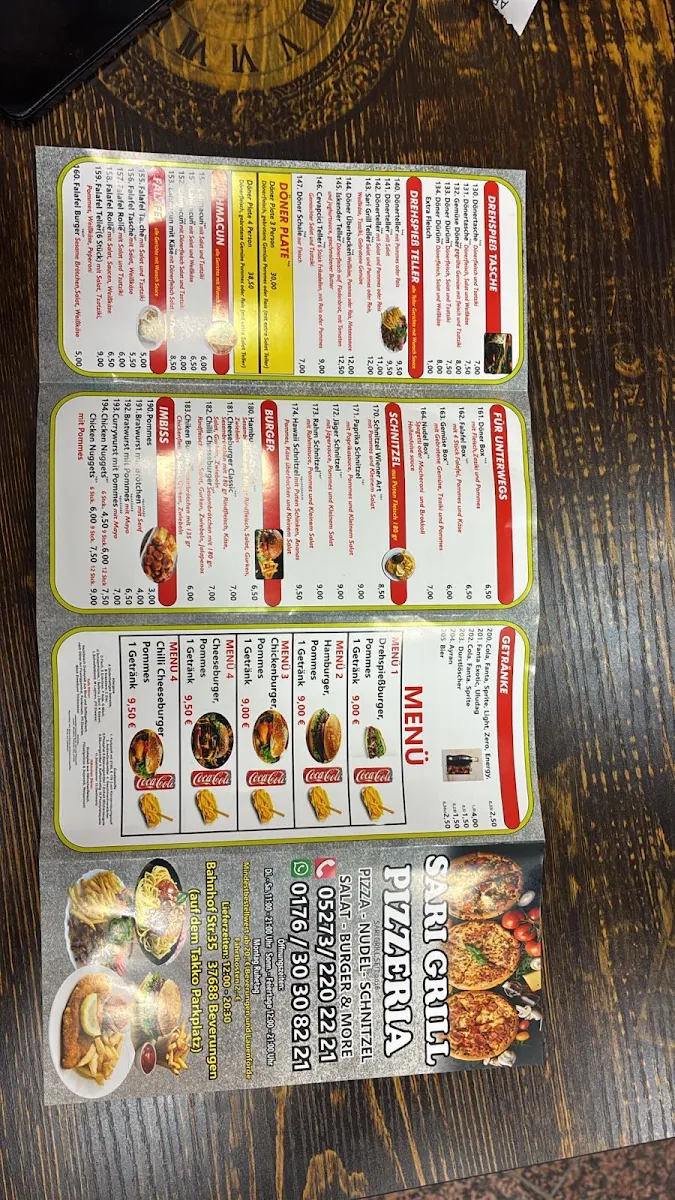 Speisekarte, Sari Grill &pizzeria