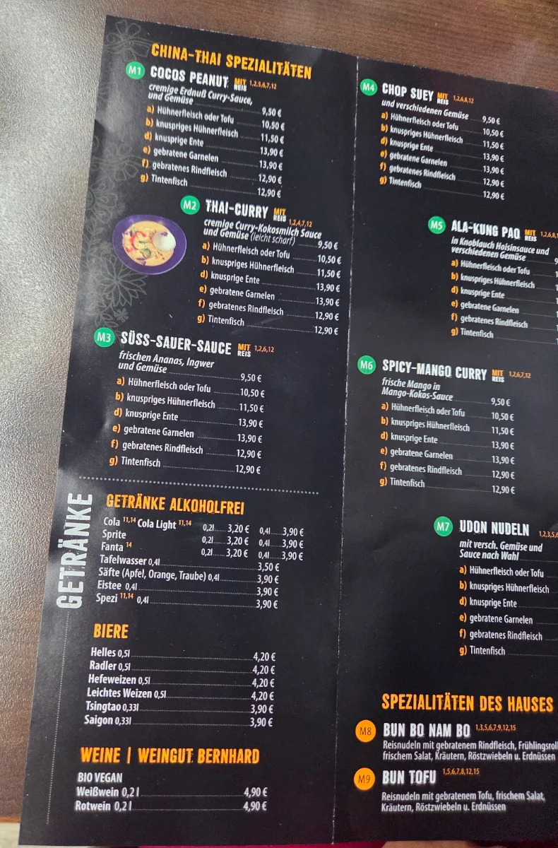 Speisekarte, Lam-Dong Asia Bistro