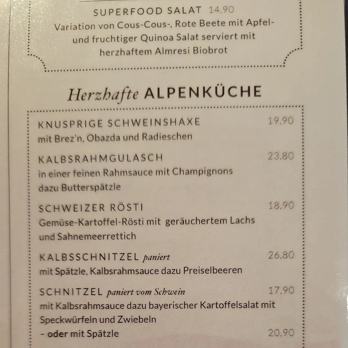 Speisekarte photo 2