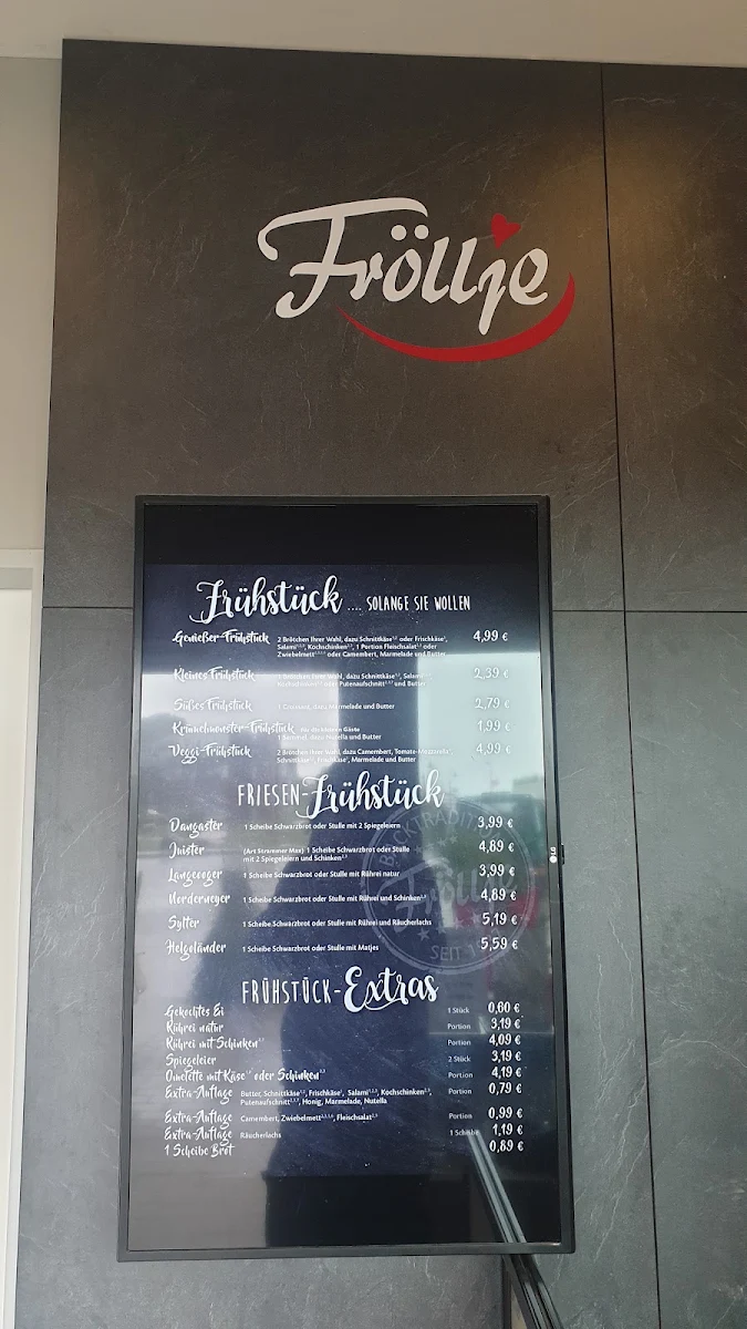 Speisekarte, Bäckerei Fröllje