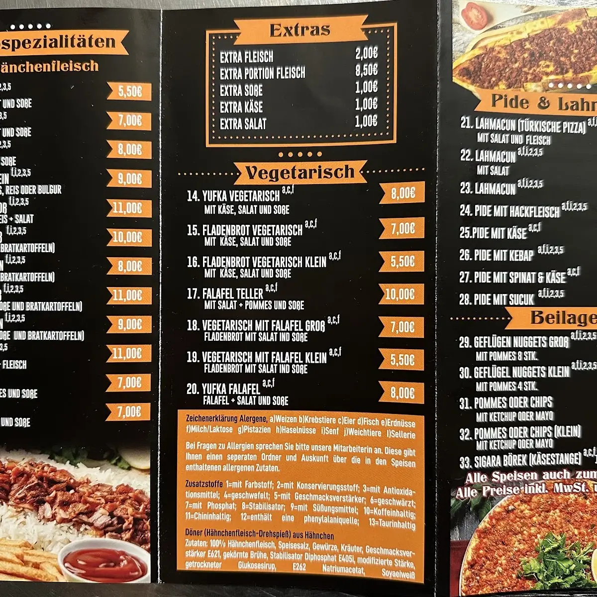 Speisekarte, Kantin Döner