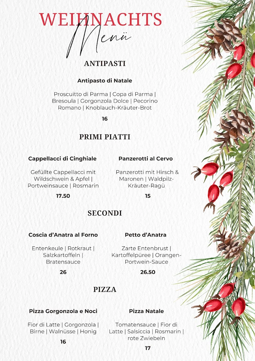 Speisekarte, Ristorante & Pizzeria Perbacco Berlin