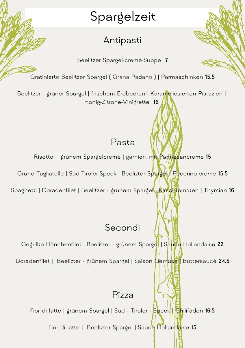 Speisekarte, Ristorante & Pizzeria Perbacco Berlin