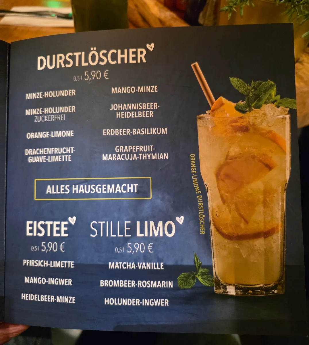 Speisekarte, HANS IM GLÜCK - BOCHUM Kortumstraße