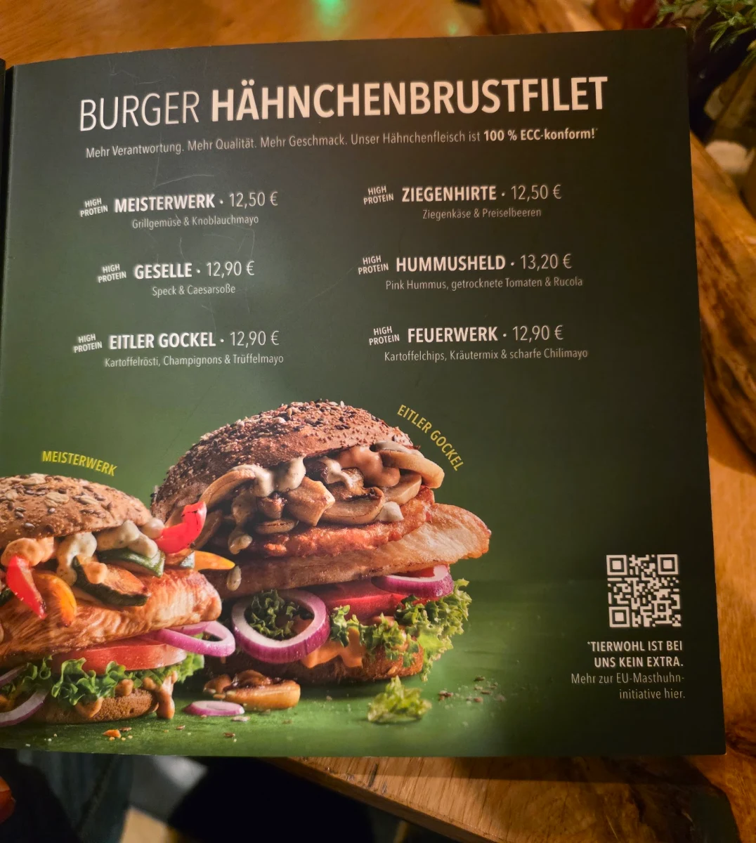 Speisekarte, HANS IM GLÜCK - BOCHUM Kortumstraße