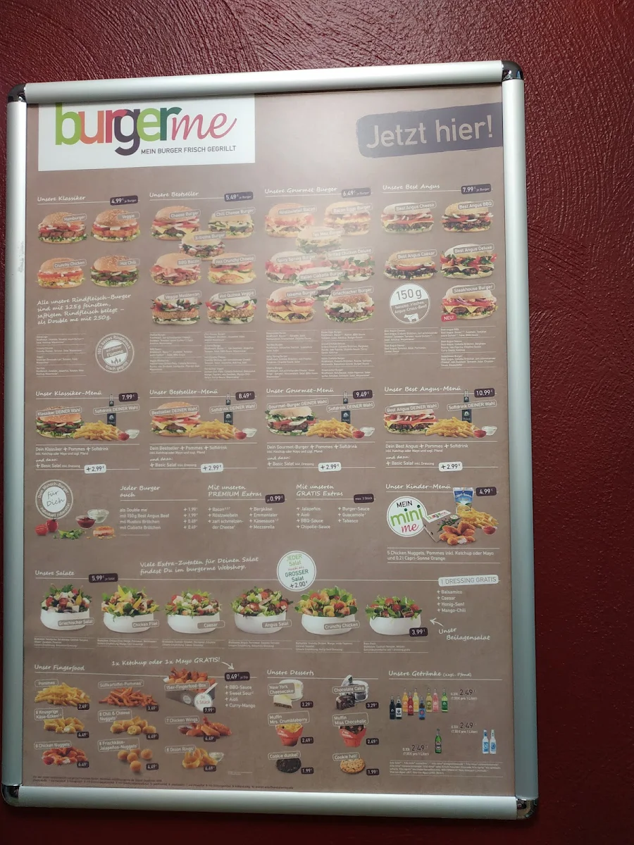 Speisekarte, burgerme Nürnberg Nord
