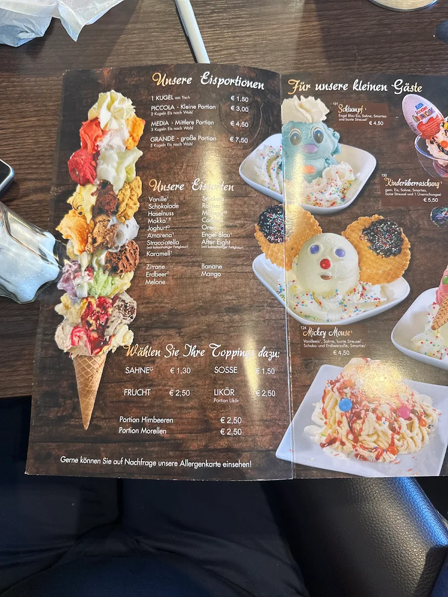 Speisekarte, Eiscafe Milano 2.0