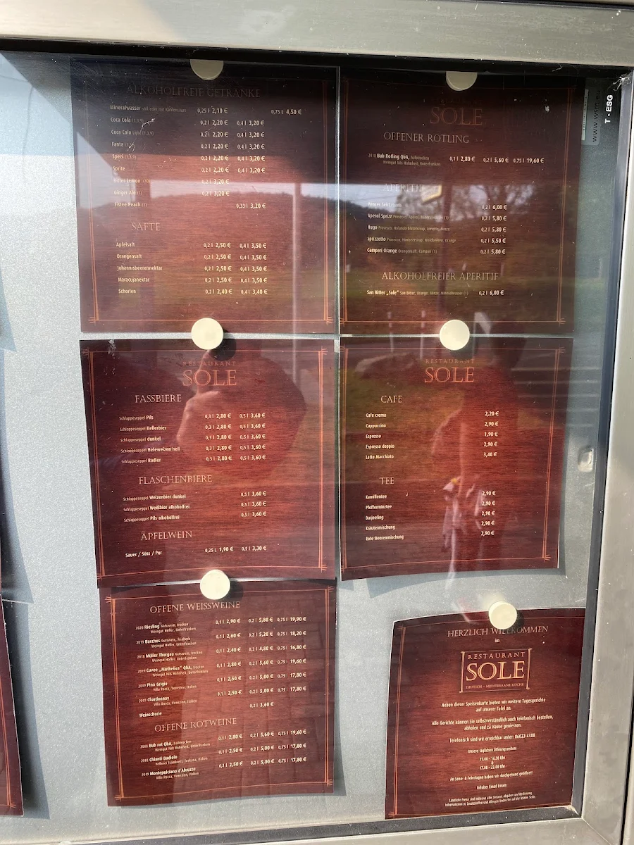 Speisekarte, Ristorante Sole