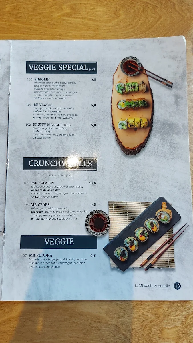 Speisekarte, Iu Mi Sushi Bar
