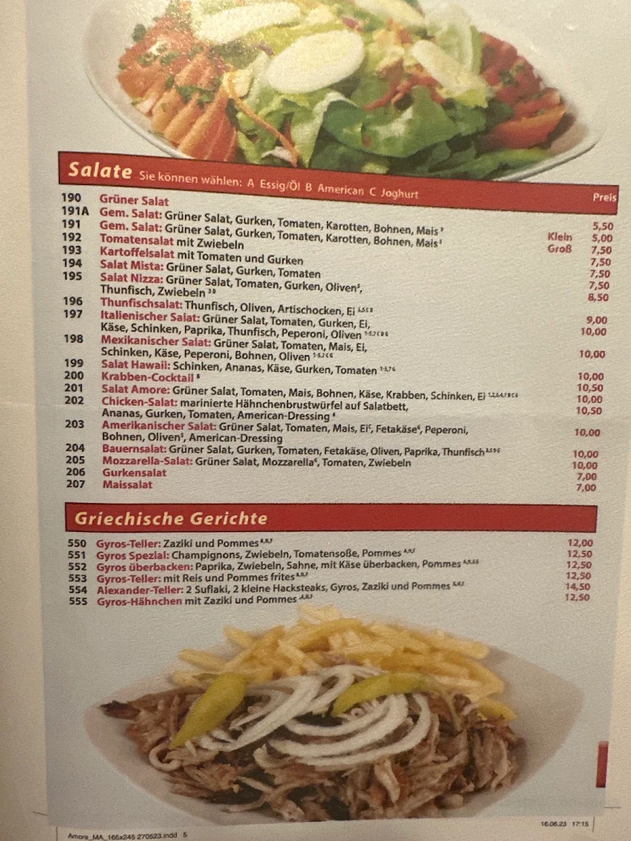 Speisekarte, Amore Pizza & Fried Chicken Mühlacker