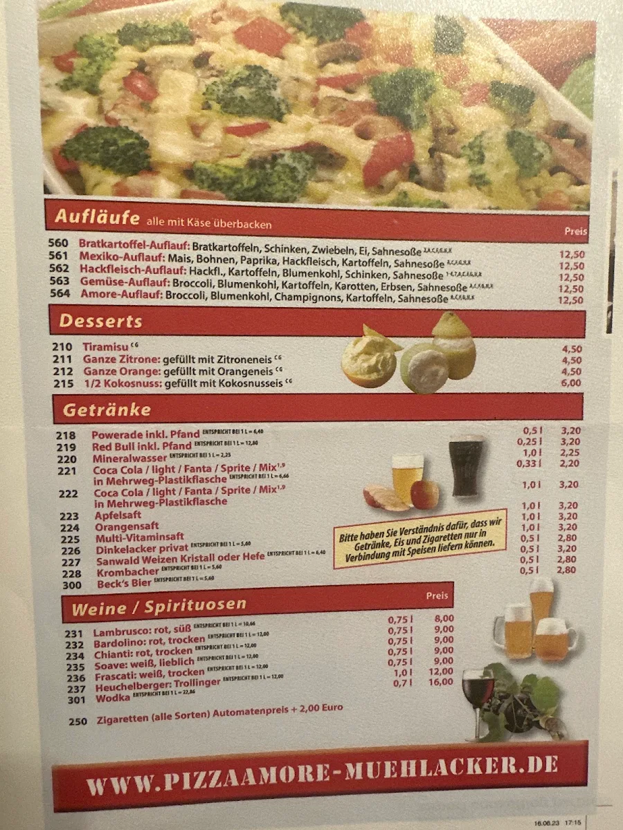 Speisekarte, Amore Pizza & Fried Chicken Mühlacker