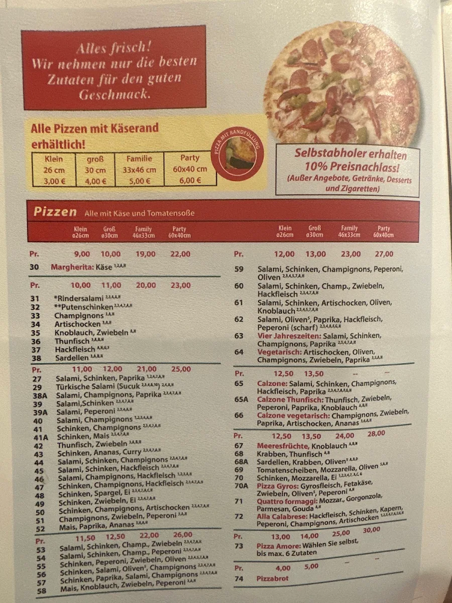 Speisekarte, Amore Pizza & Fried Chicken Mühlacker