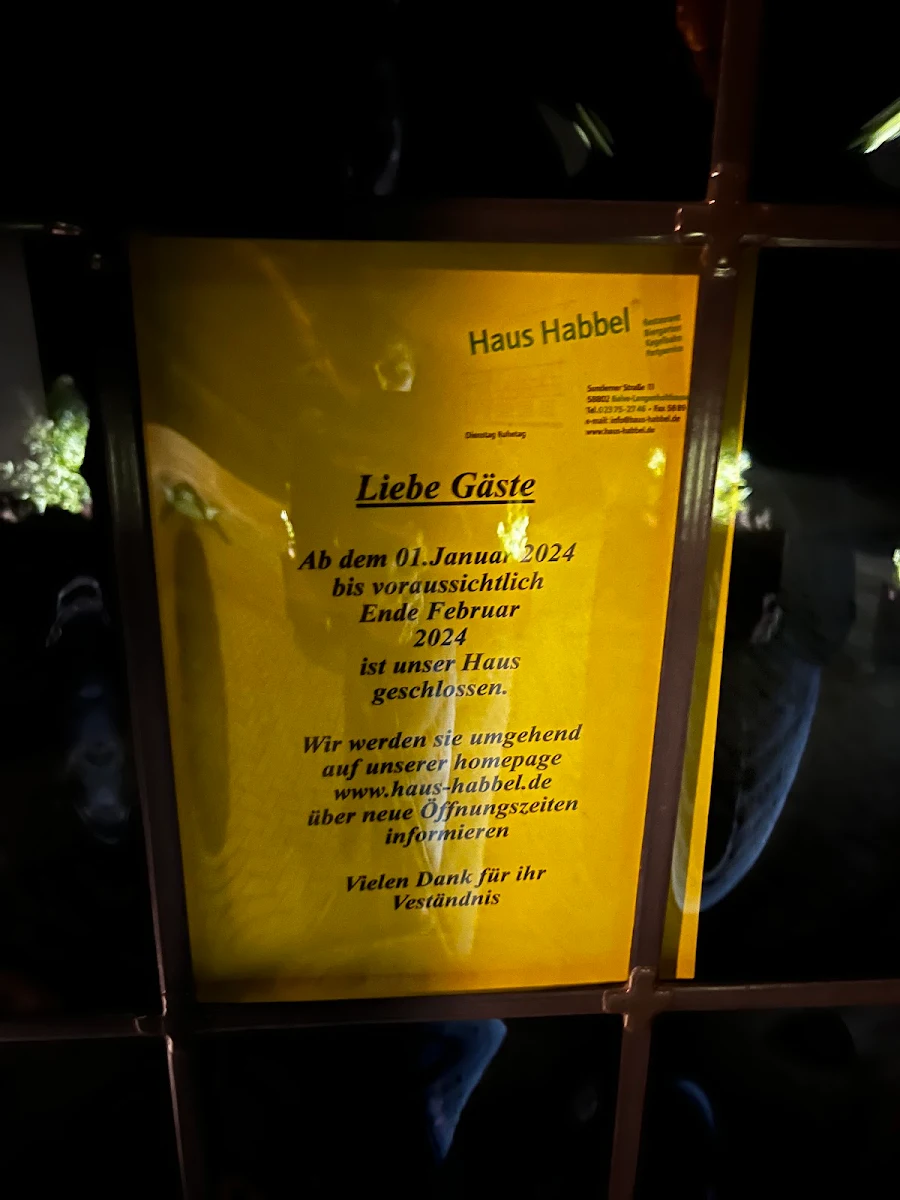 Speisekarte, Habbel Bernhard Gaststätte Haus Habbel
