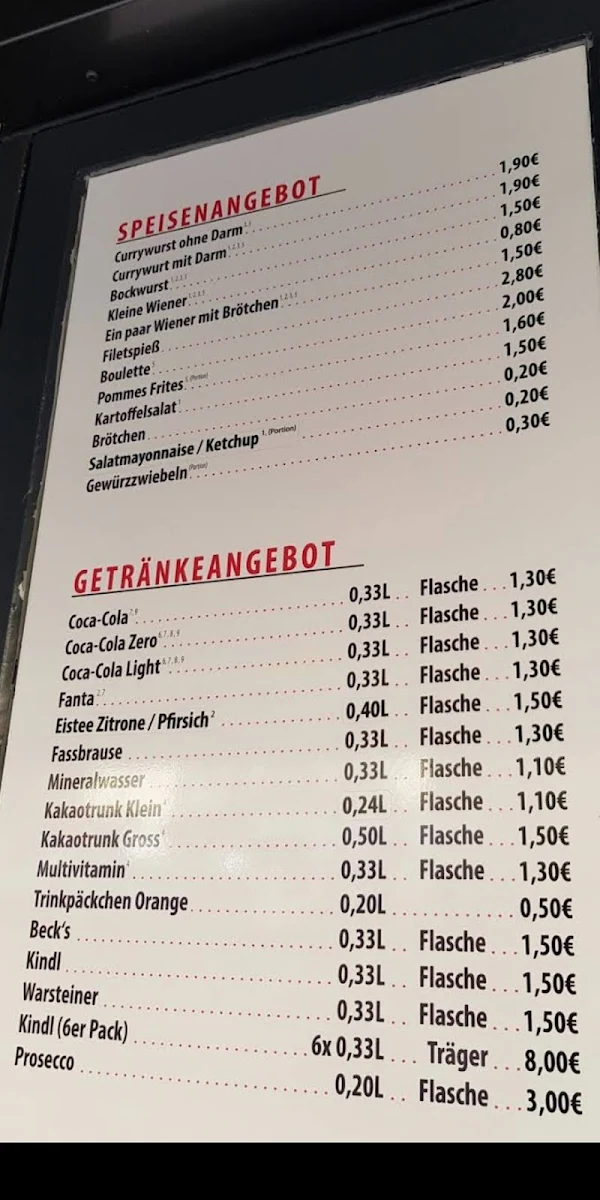 Speisekarte, Krasselt's Imbiss Berlin