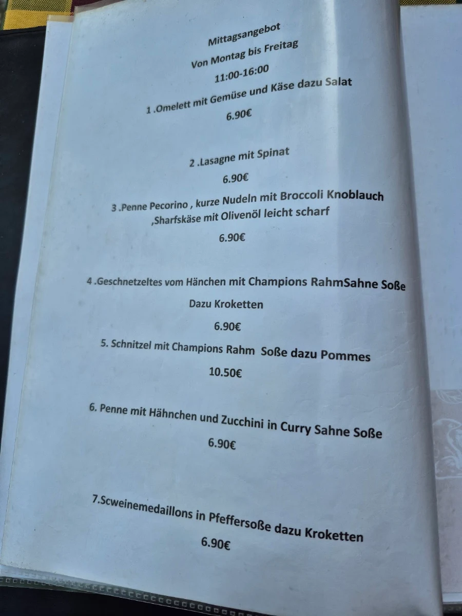 Speisekarte, San Marco