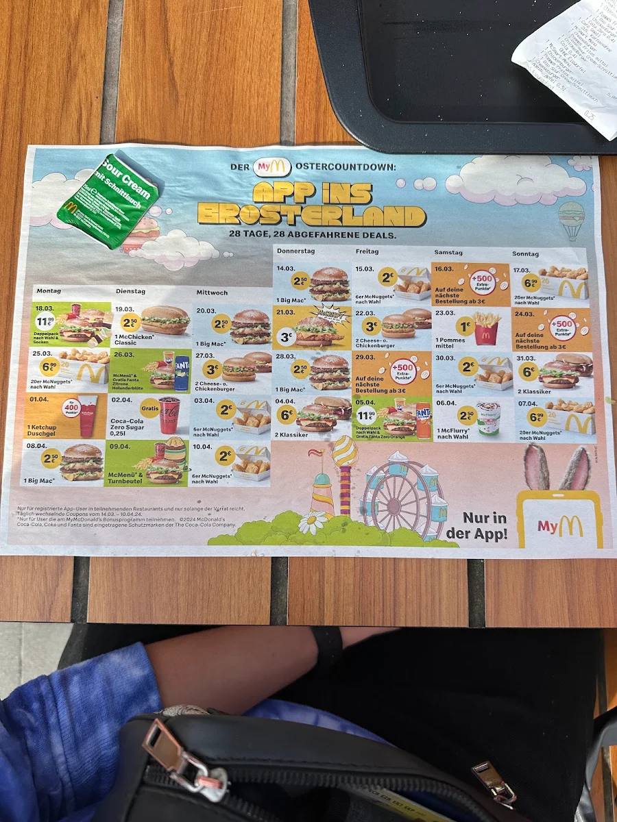 Speisekarte, McDonald's