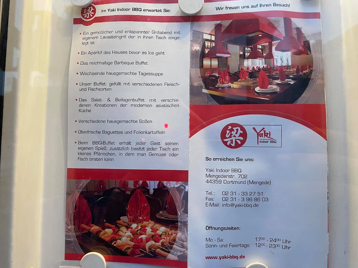 Speisekarte, Yaki Indoor BBQ