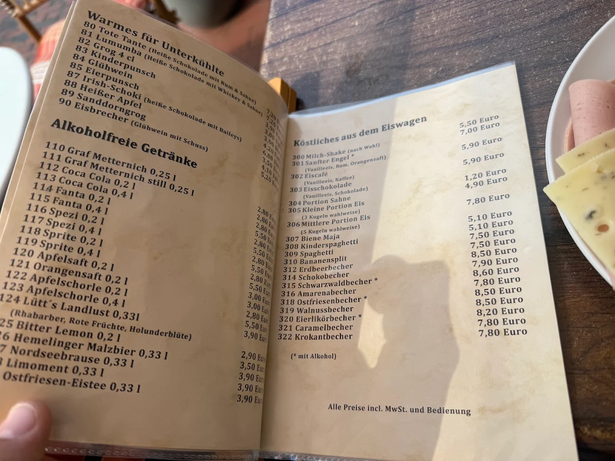 Speisekarte, Cafe In't Stuuv